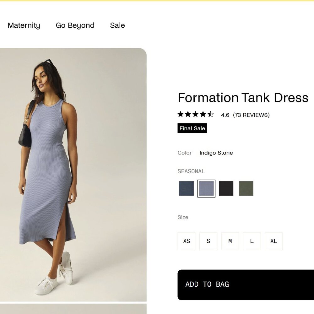 Brand new Beyond Yoga Formation Tank Dress
